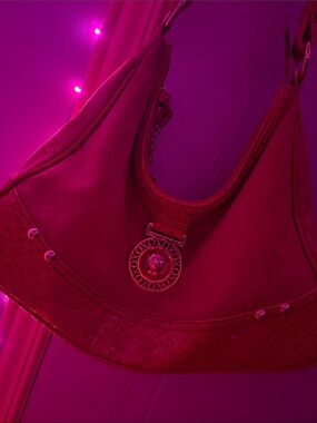 XOXO Pink Hobo Shoulder Bag with Decorative Medallion